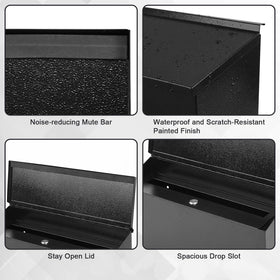 KYODOLED locking wall mount mailbox close up rust proof finish shows durable coating.
