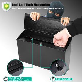 KYODOLED locking wall mount mailbox drop slot focus enables bulk mail handling.