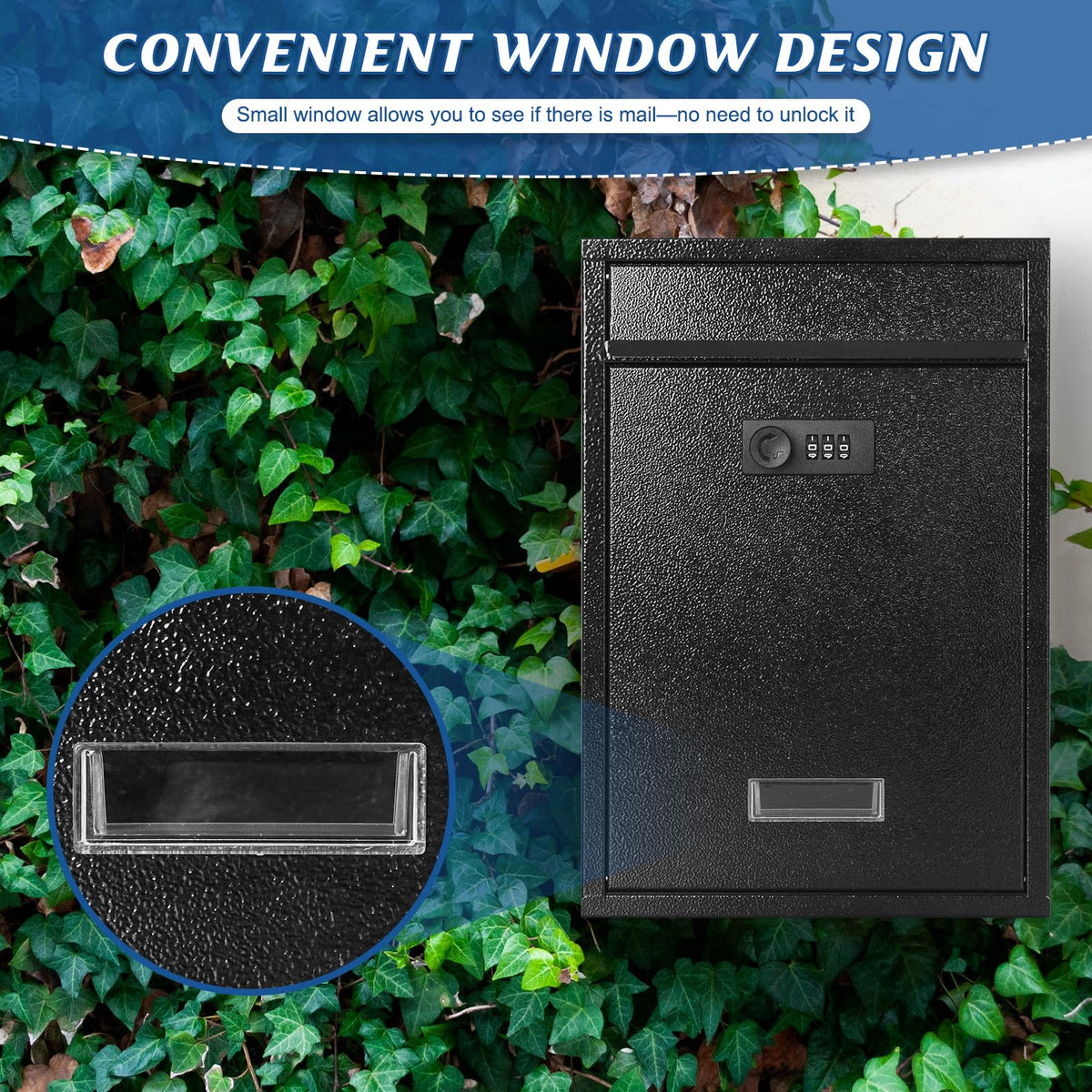 KYODOLED locking wall-mount mailbox exterior style boosts curb appeal with modern, sleek metal finish