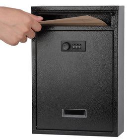 KYODOLED locking wall-mount mailbox front view shows durable steel and rust-resistant exterior for outdoor use