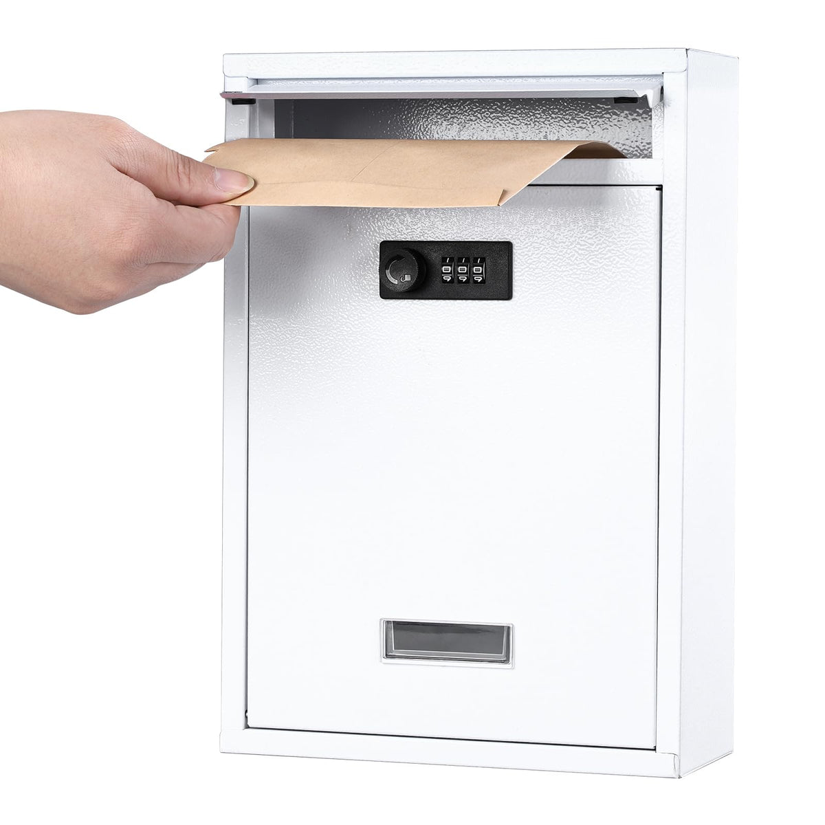 Kyodoled locking wall mount mailbox front view shows durable steel and weather-ready finish.