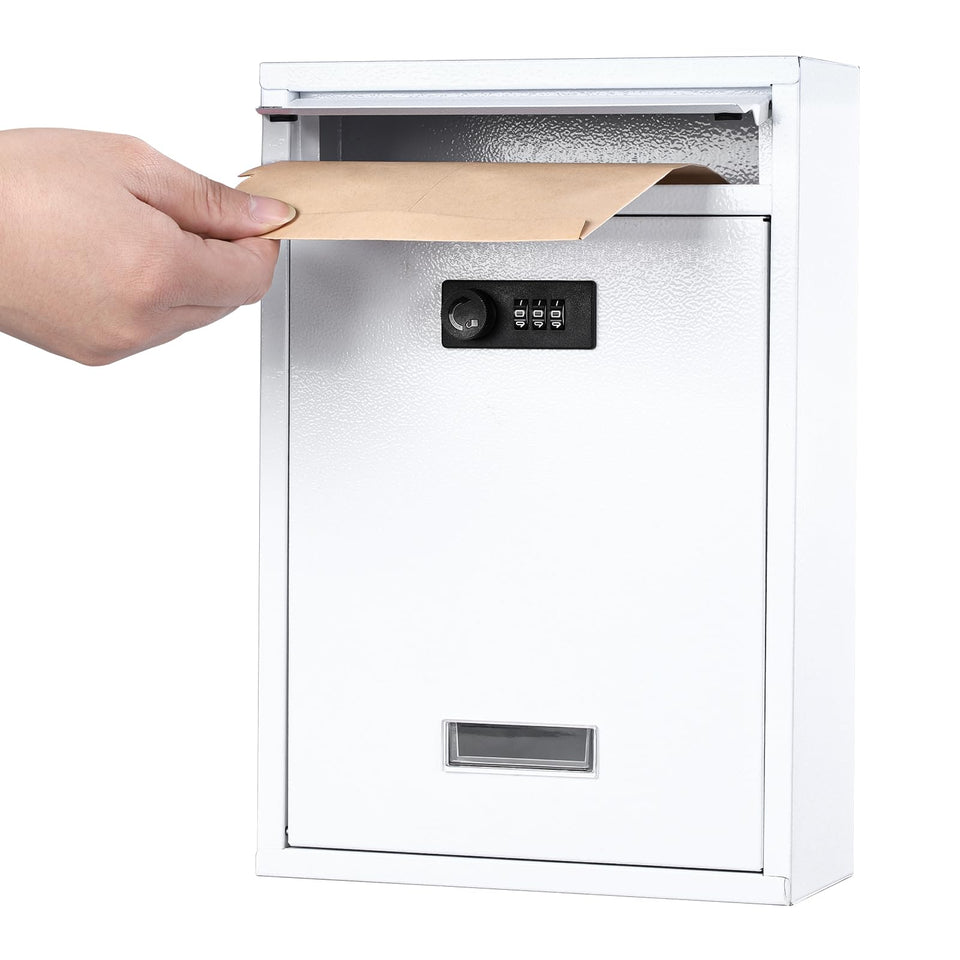 Kyodoled locking wall mount mailbox front view shows durable steel and weather-ready finish.