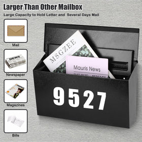 KYODOLED locking wall mount mailbox installed on wall demonstrates space saving setup.