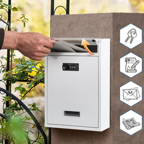 Kyodoled locking wall mount mailbox large capacity for letters, keys, and documents.