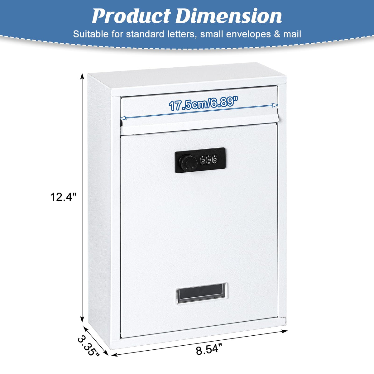 Kyodoled locking wall mount mailbox metal surface texture highlights rust-resistant coating.