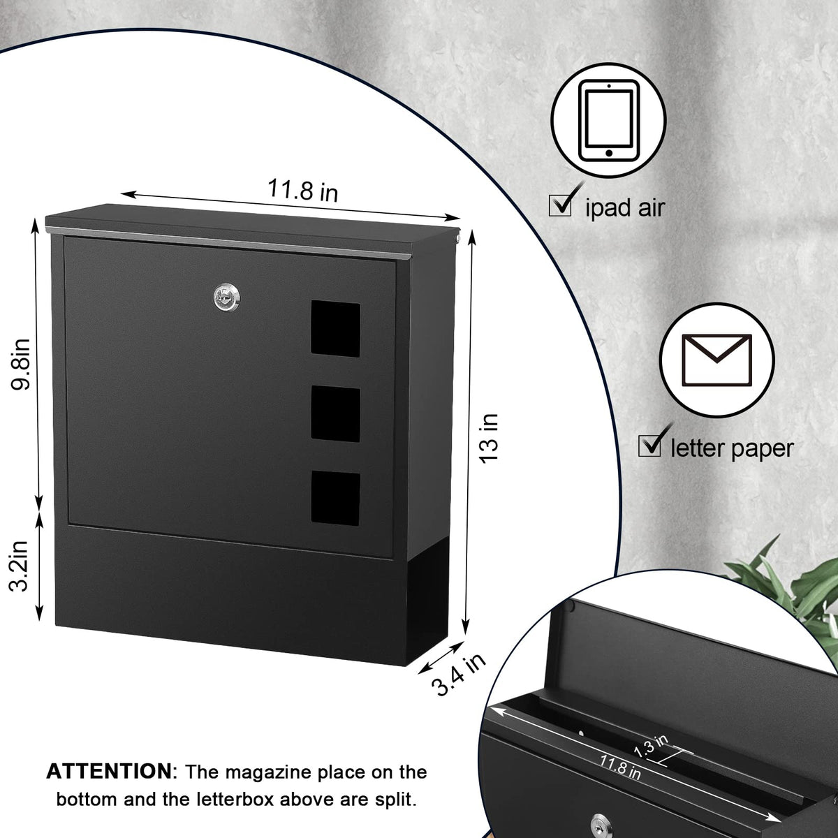KYODOLED upper compartment view showing spacious letter space for envelopes