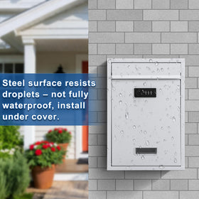 Kyodoled locking wall mount mailbox pre-drilled holes show easy installation.