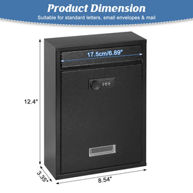 KYODOLED locking wall-mount mailbox side view highlights slim profile that fits exterior walls neatly