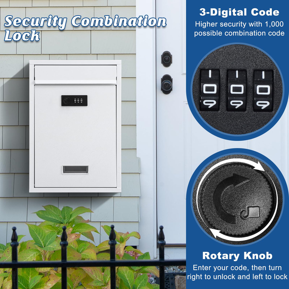 Kyodoled locking wall mount mailbox exterior design with transparent window enhances visibility.