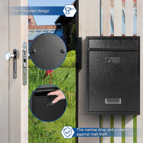 KYODOLED locking wall-mount mailbox weather-resistant finish provides durable outdoor performance