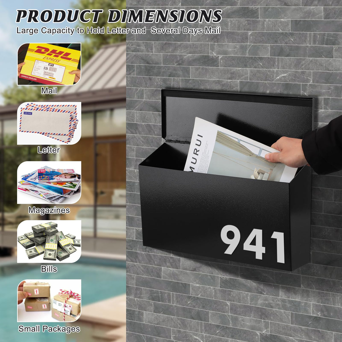 Sloped roof on KYODOLED mailbox drains rainwater quickly