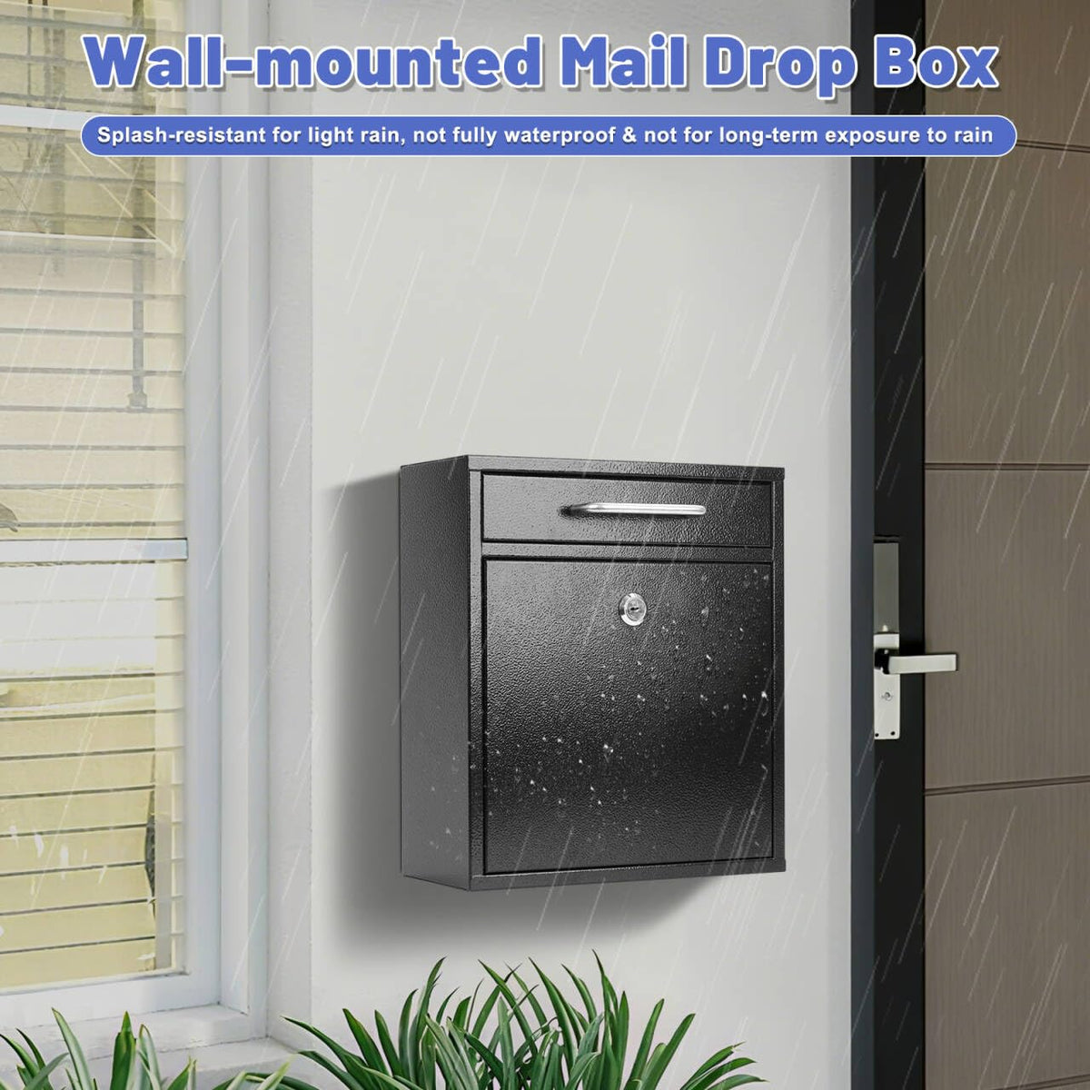 KYODOLED mailbox under eaves setup suggests rain protection strategy.