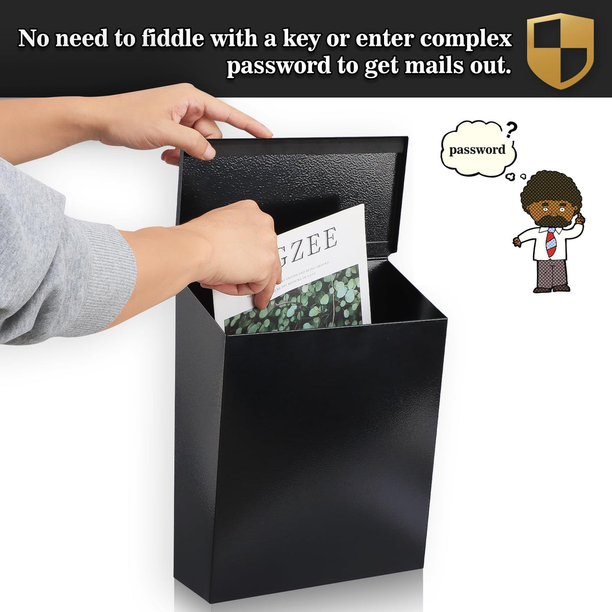KYODOLED mailbox wide opening, easy mail insertion and retrieval.