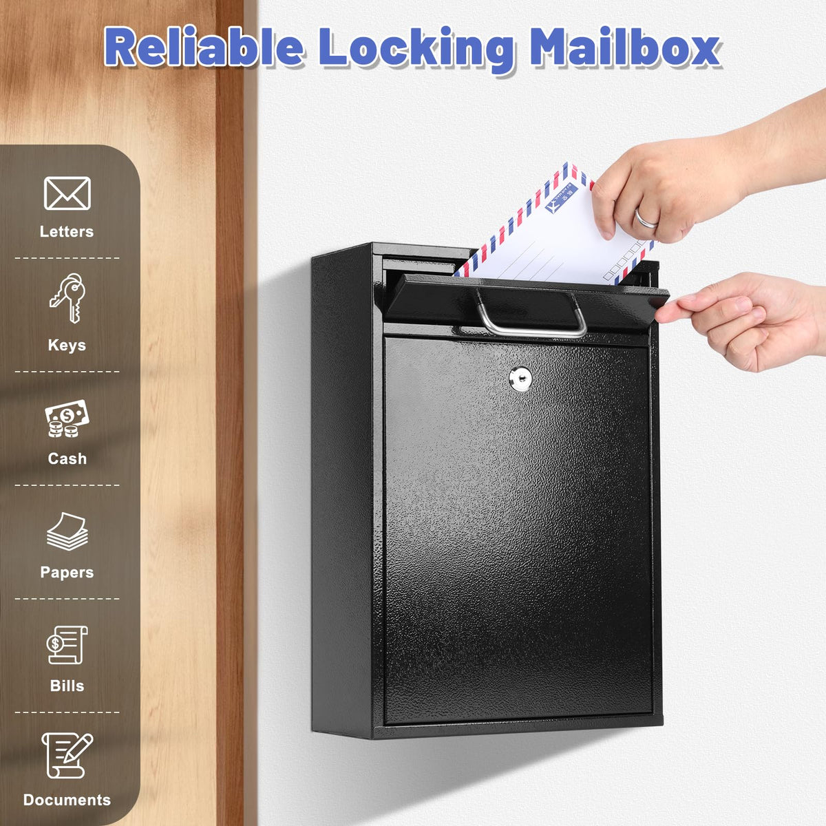 KYODOLED security mailbox suited for home, office, or commercial use.