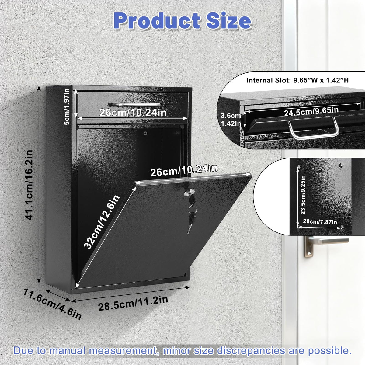 KYODOLED lockable mail drop box with large capacity for letters.