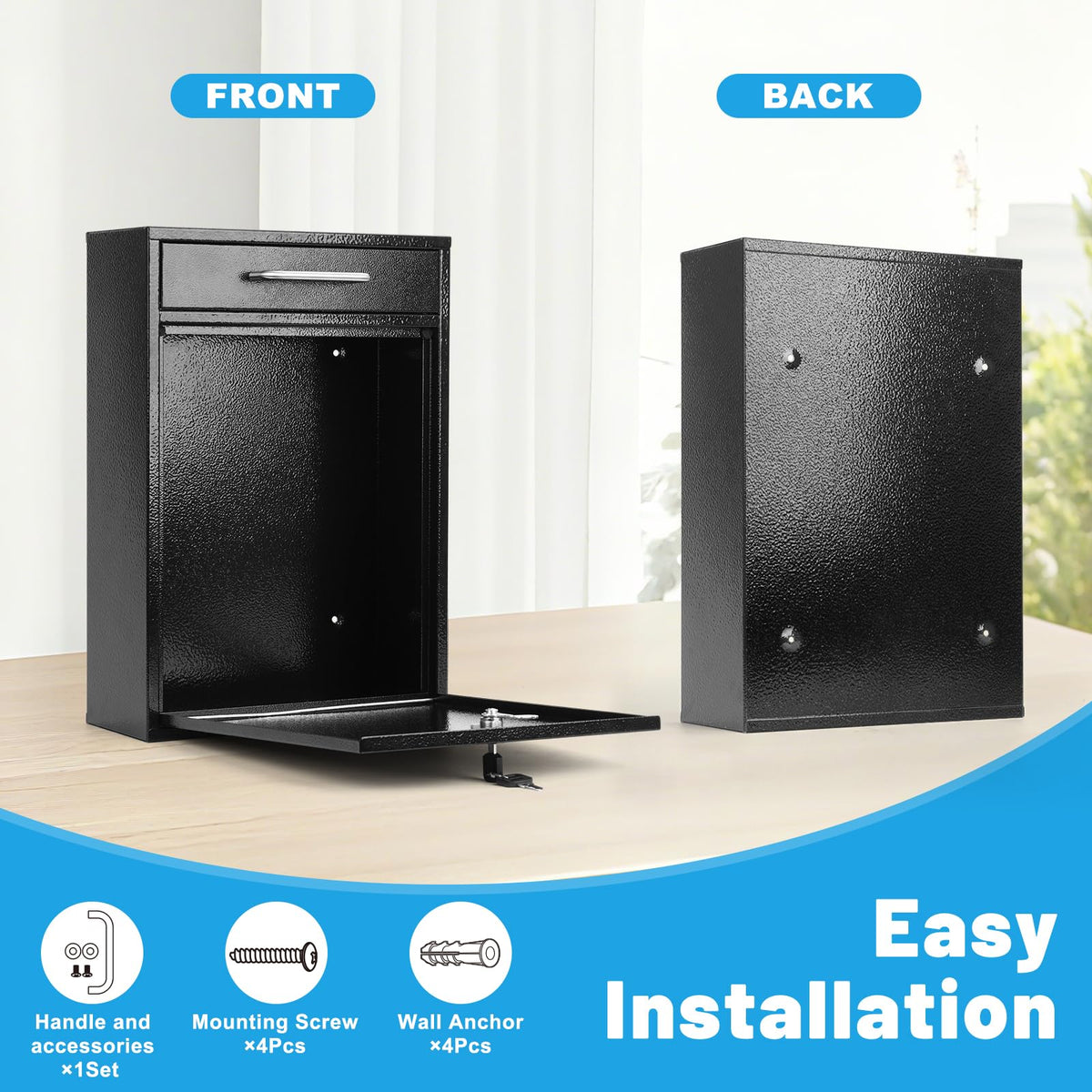 KYODOLED black exterior mailbox complements modern home design.