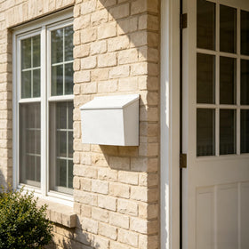 KYODOLED wall-mount mailbox mounted on wall demonstrates weatherproof rust-proof steel.