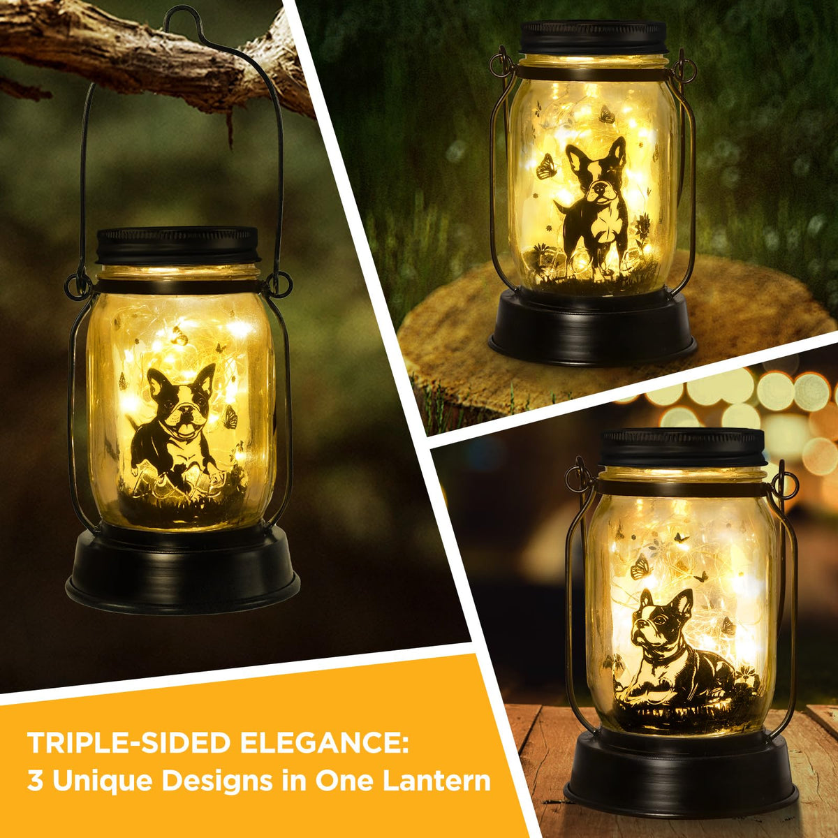 Kyoryuger Boston Terrier garden lantern lights the yard for evenings