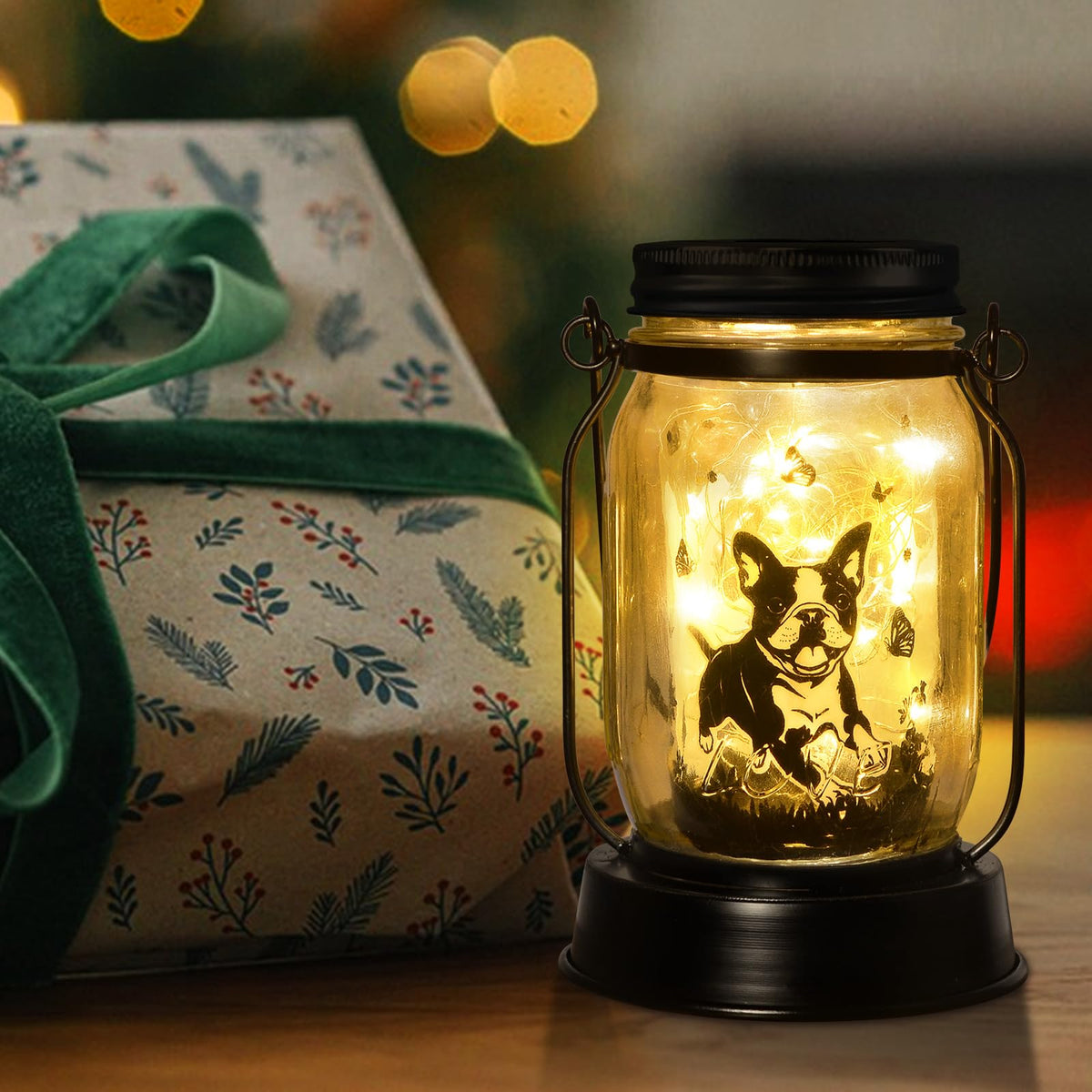 Kyoryuger Boston Terrier hanging lantern elevates balcony lighting