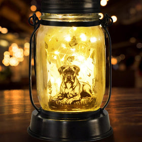 Kyoryuger Boxer solar lantern on table for cozy outdoor decor
