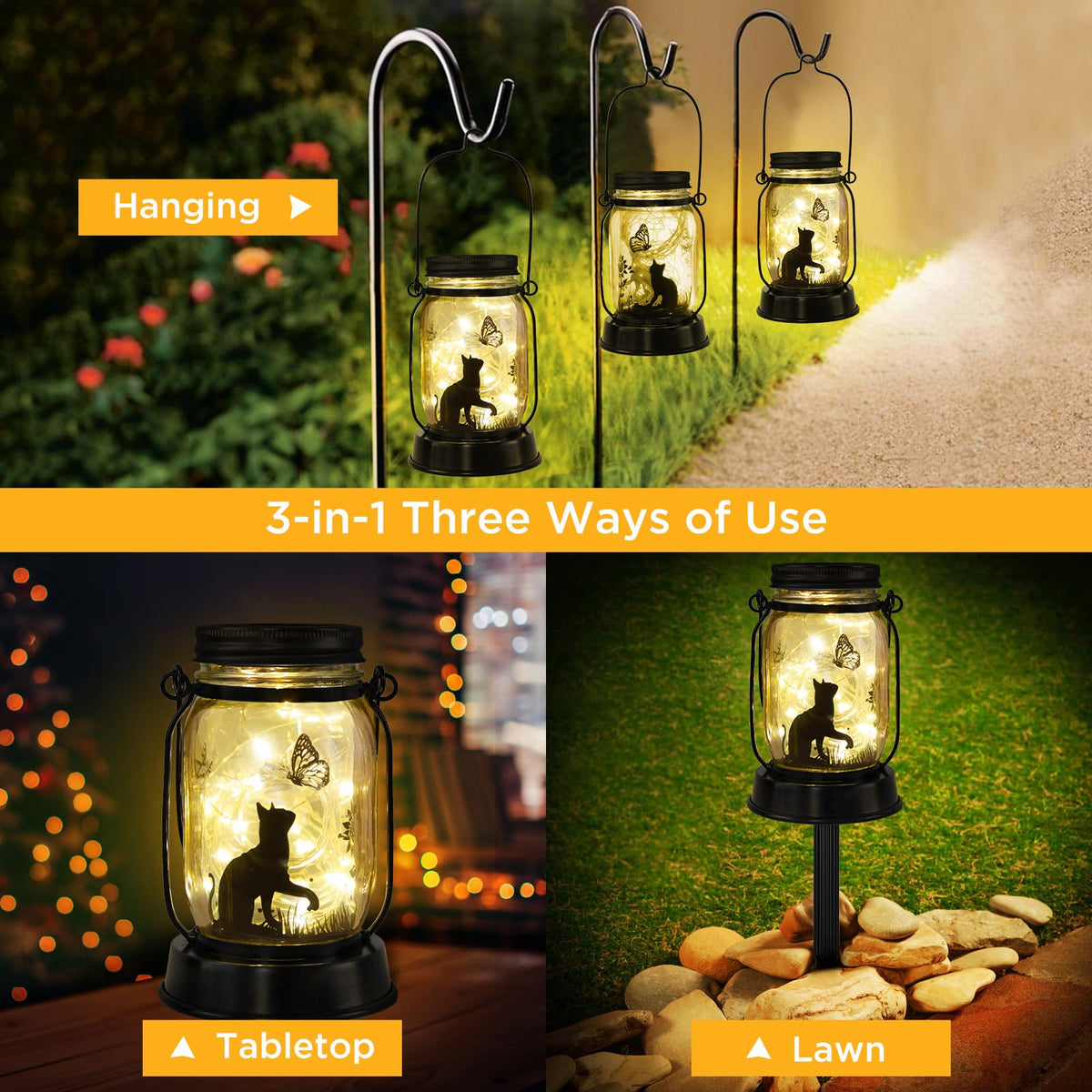 Kyoryuger cat lantern tabletop decor adds cozy ambience to shelves and mantels