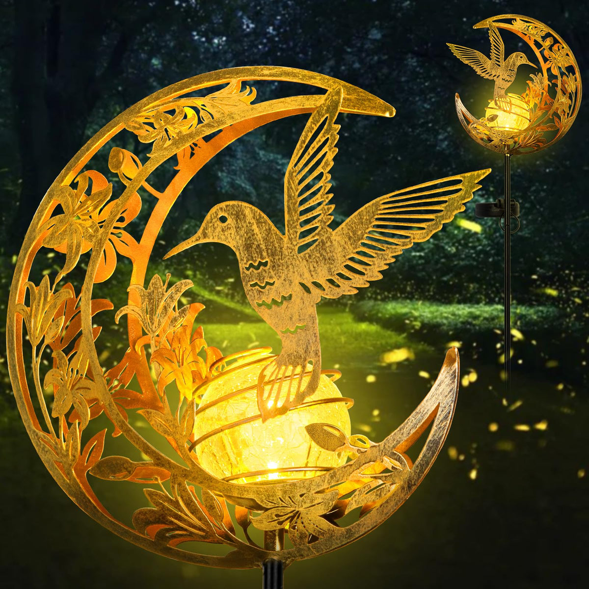 Kyoryuger solar fairy garden light stake adds whimsical glow along walkways.
