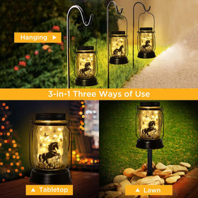 Kyoryuger table-top and hanging solar lantern for flexible placement