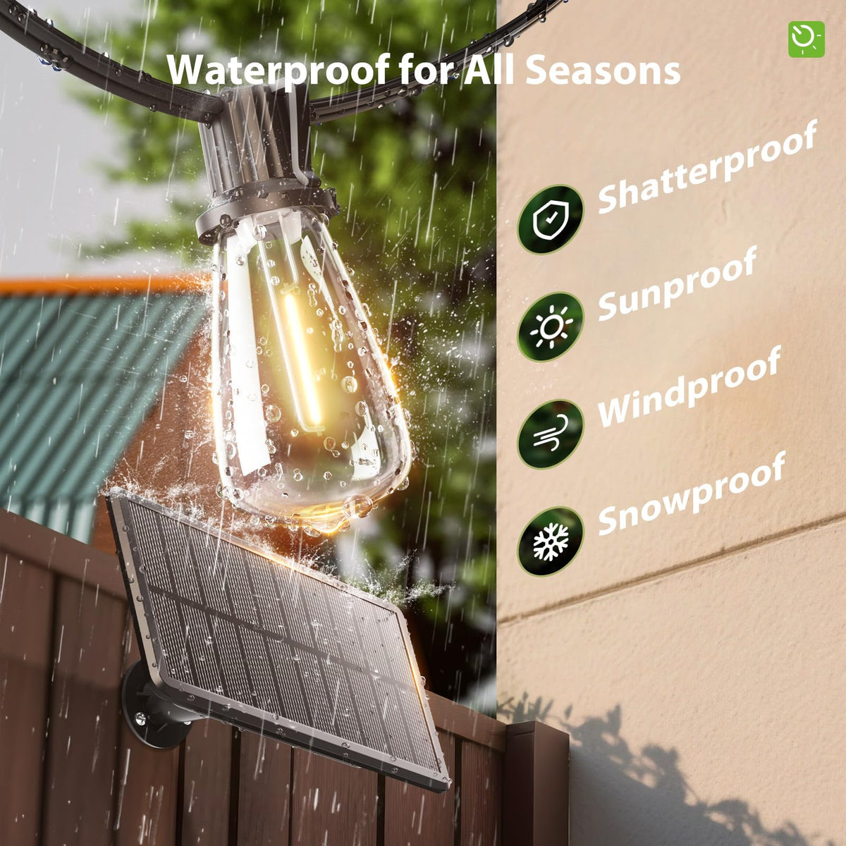 KYY 16 shatterproof bulbs provide durable patio illumination.