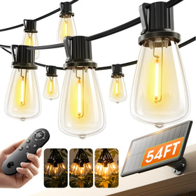 KYY 54FT solar string lights on deck create warm outdoor ambiance.