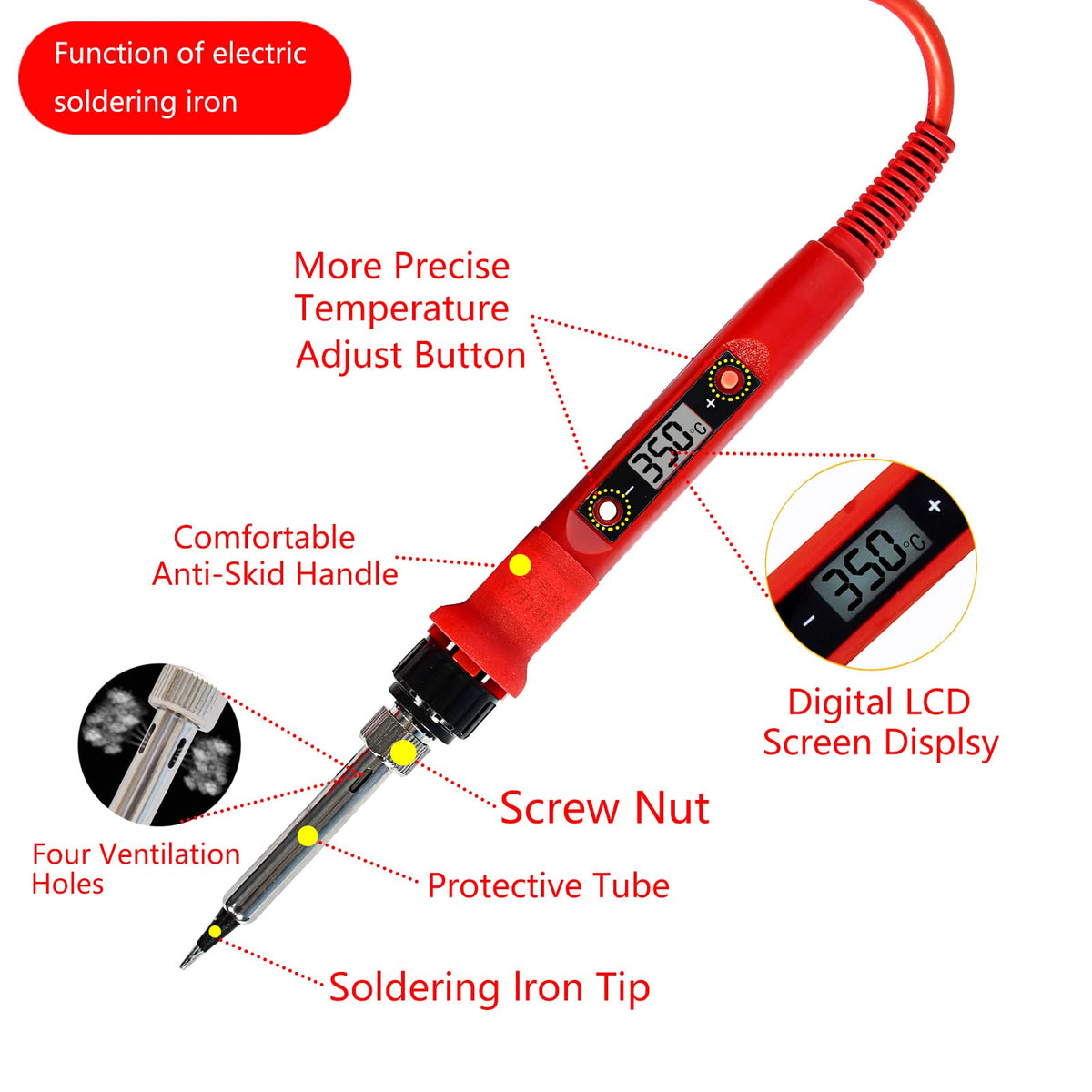 Ventilation design on KYZHXVO soldering iron tip for heat dissipation