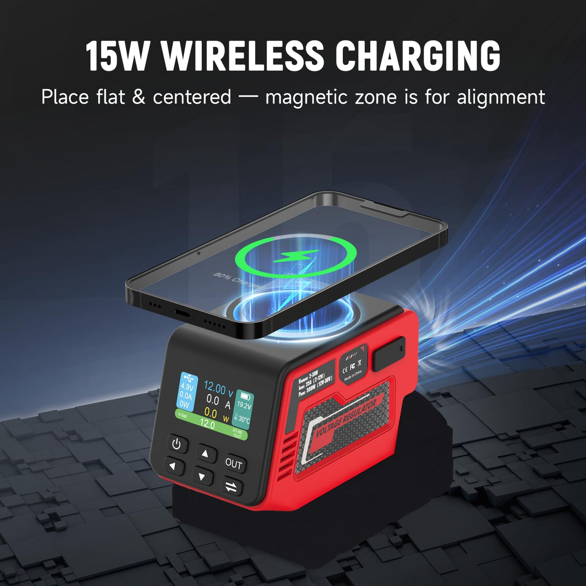 Kzreect 15W wireless charging pad for convenient phone charging on the go.