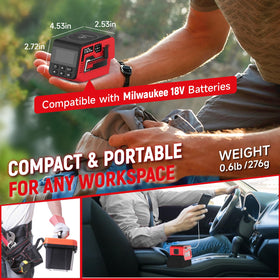 Kzreect compatibility with Milwaukee 18V batteries expands usable power sources.