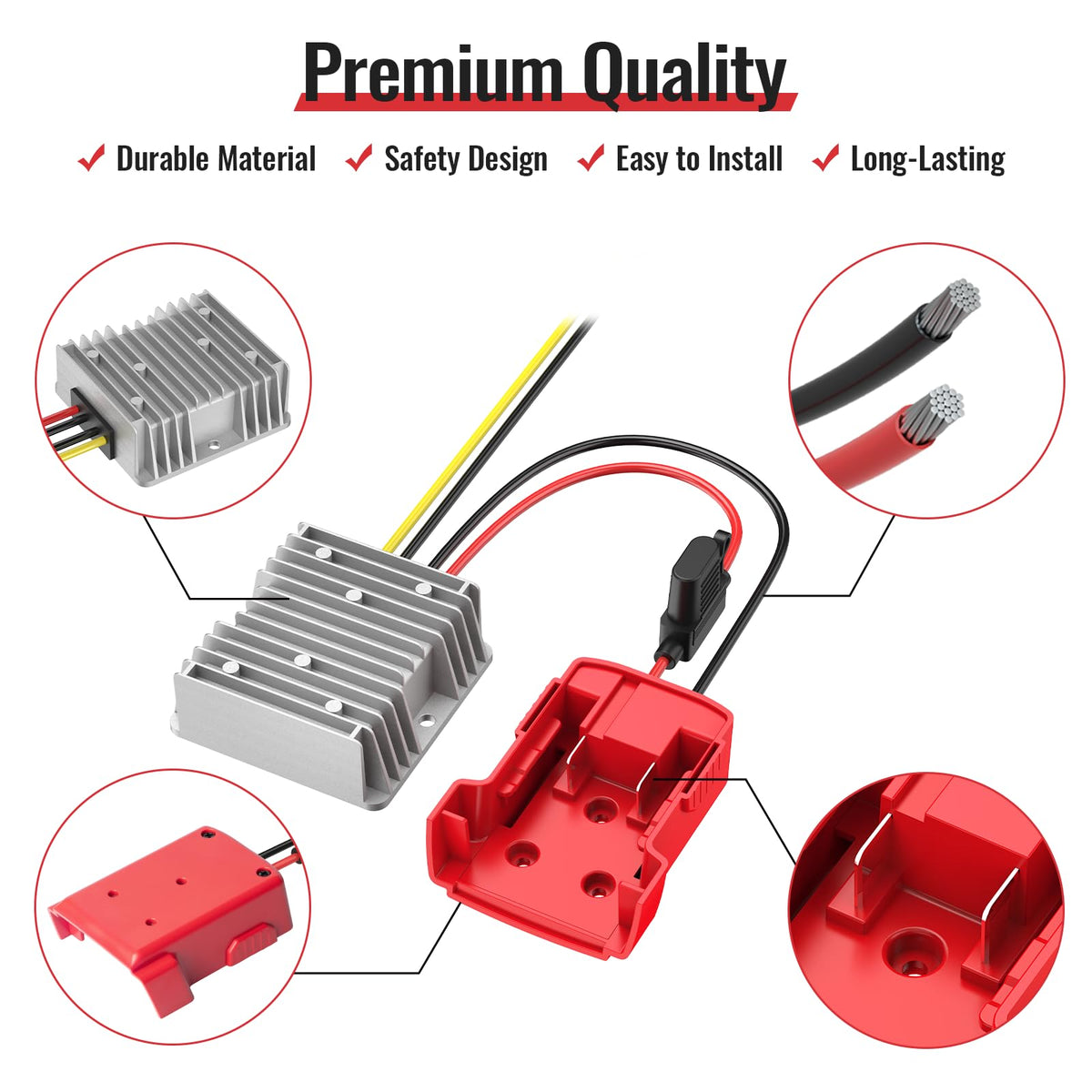 Kzreect 240W step-down converter with aluminum shell for heat dissipation.