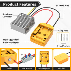 Kzreect battery adapter with switch demonstrates on off control for flexible operation