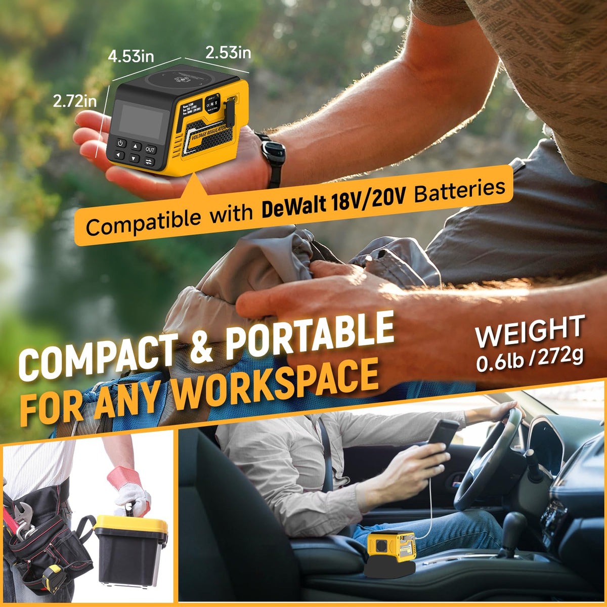 Kzreect compatible with DeWalt 18V/20V batteries for versatile power.