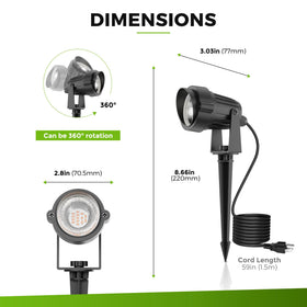 L LOHAS LED 360 degree rotatable spotlight for flexible yard lighting.