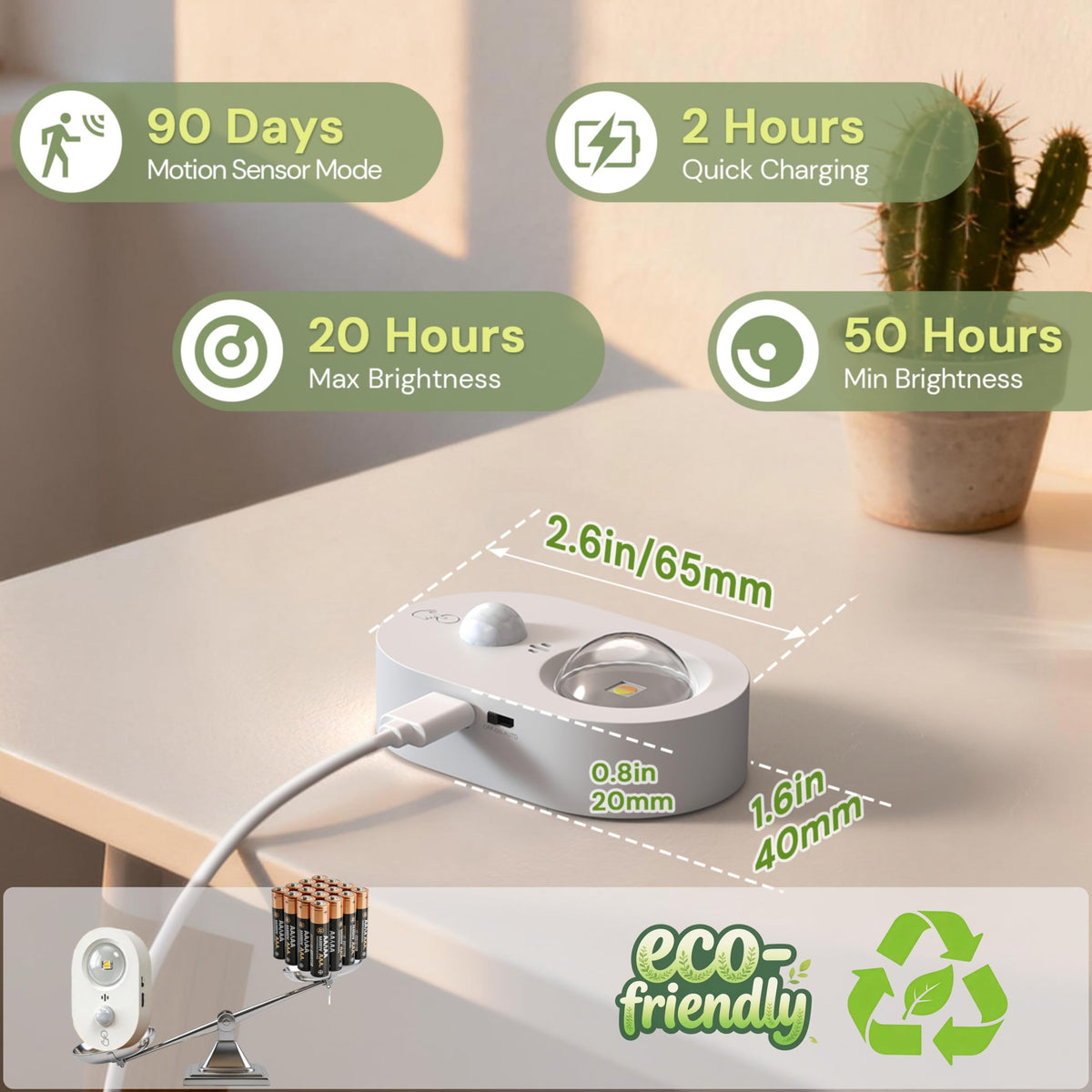 L LOHAS LED bedside motion light providing gentle night illumination