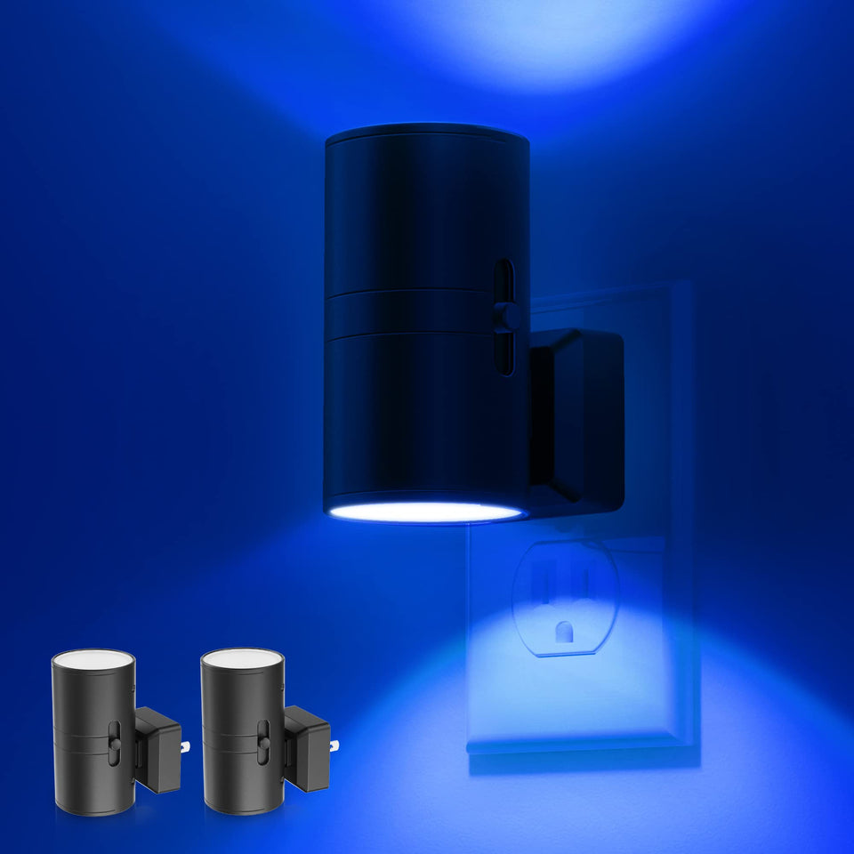 L LOHAS LED blue night light wall-mounted, 2-pack for nighttime guidance