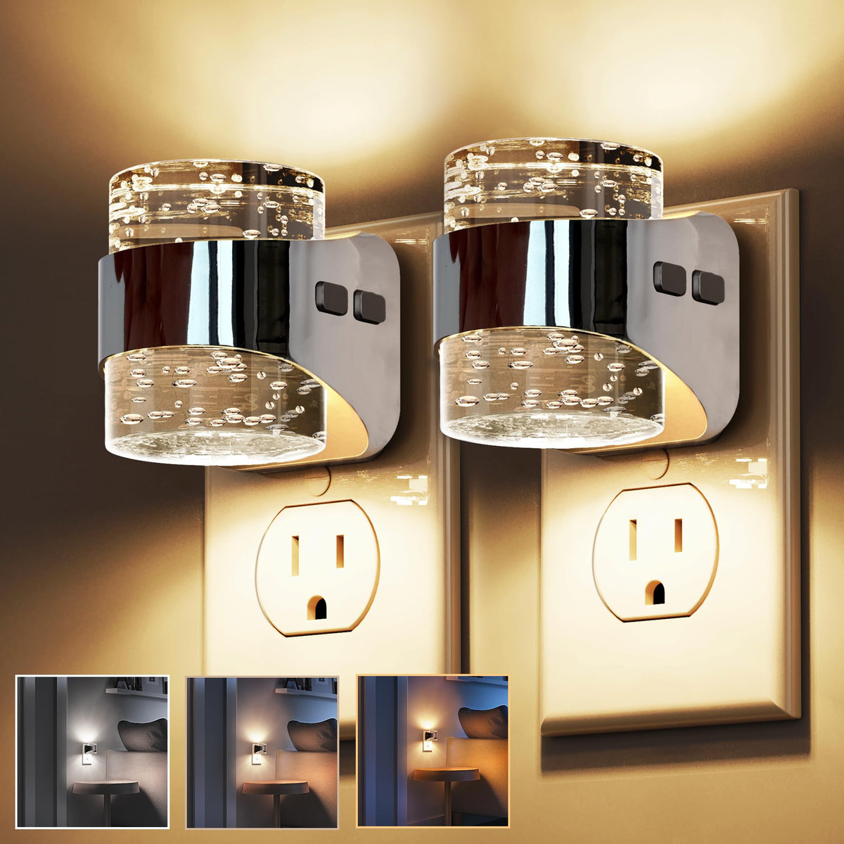 L LOHAS LED bubble night light with silver finish for dreamy bedroom ambiance