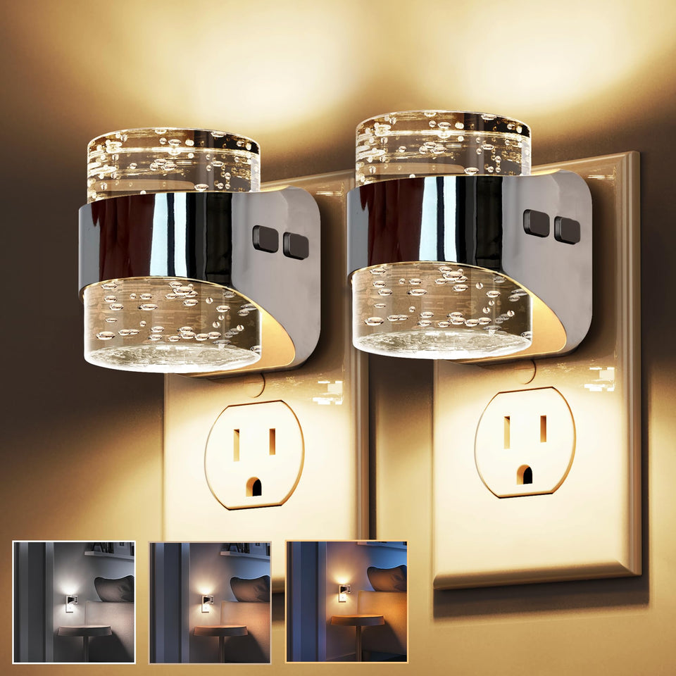 L LOHAS LED bubble night light with silver finish for dreamy bedroom ambiance