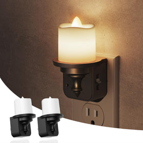 L LOHAS LED candle night light closeup shows flameless realism and warm ambience.