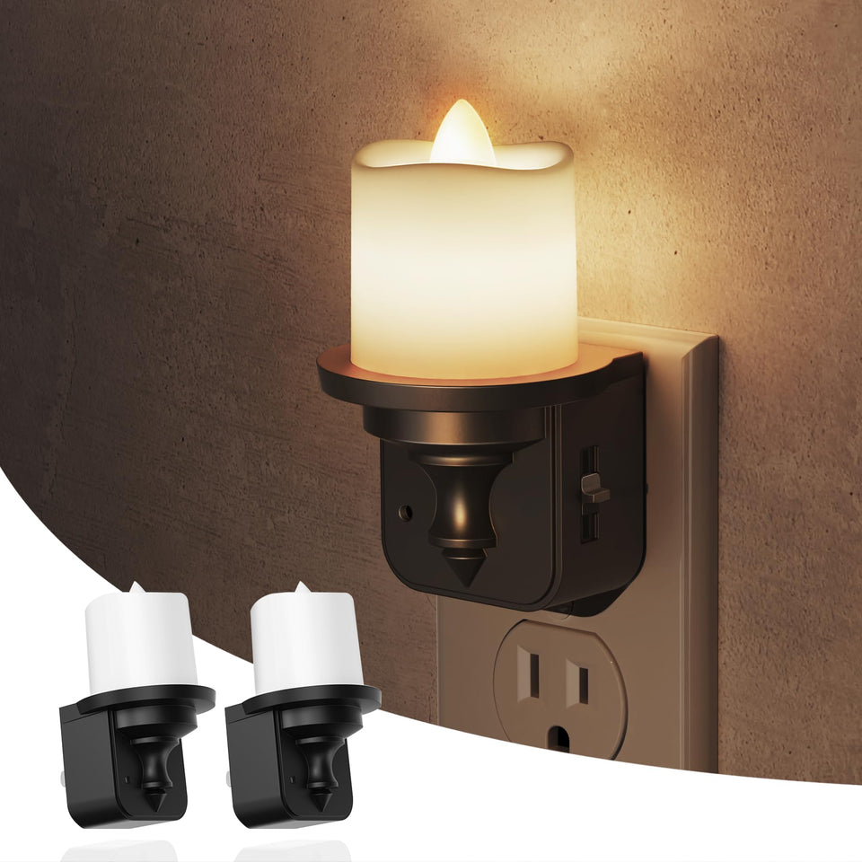 L LOHAS LED candle night light closeup shows flameless realism and warm ambience.