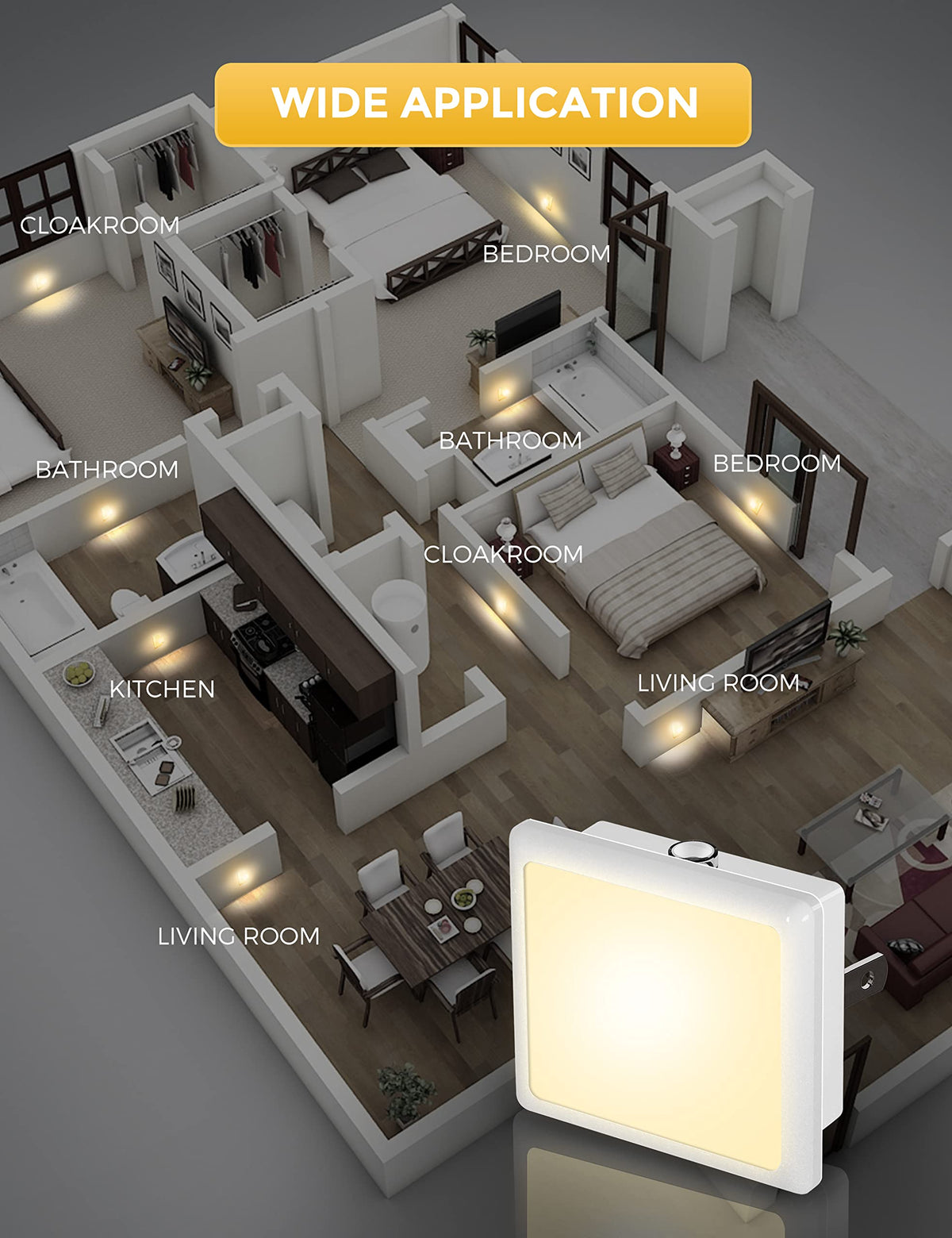 L LOHAS LED bathroom/kitchen night light provides subtle guidance