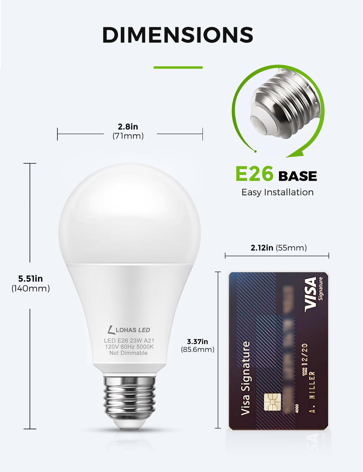 L LOHAS LED daylight 5000K 240-degree beam for wide coverage