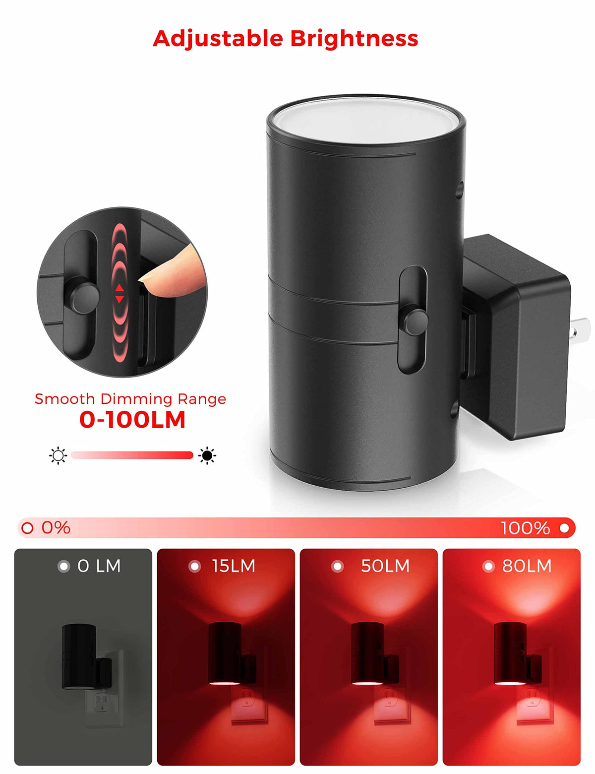 L LOHAS LED dimmable night light showing adjustable brightness