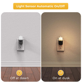 L LOHAS LED dusk-to-dawn sensor demonstrates automatic night lighting for convenience.