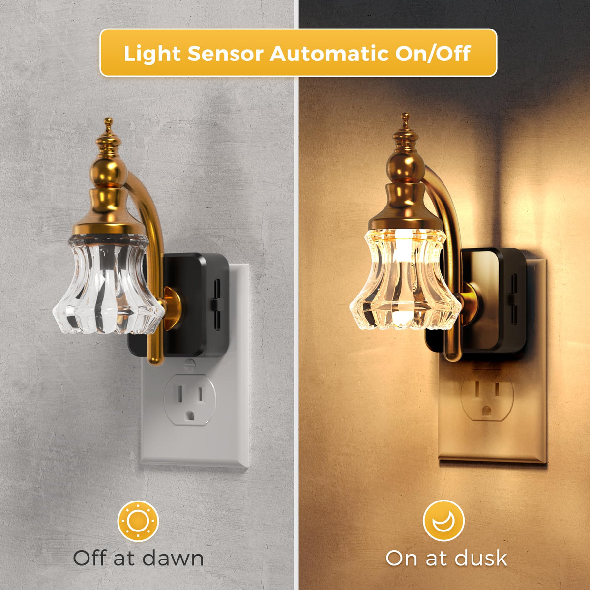 L LOHAS LED dusk-to-dawn sensor night light activates automatically for easy safety.