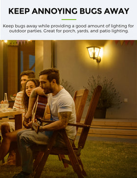 L LOHAS LED E26 yellow bulb ideal for decks and patios.