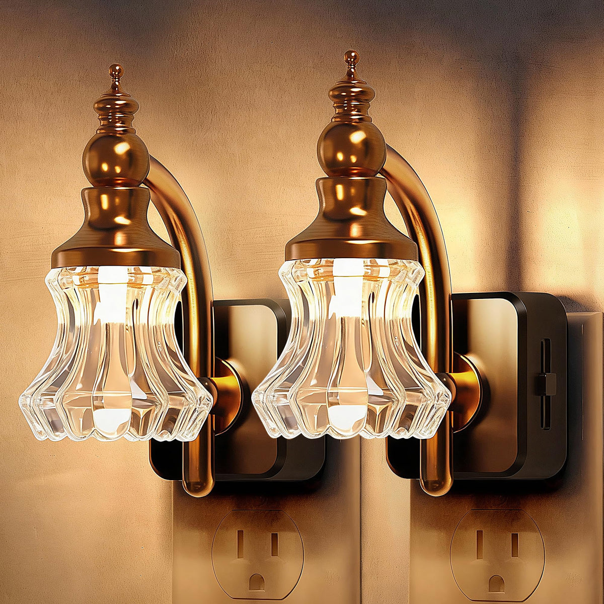 L LOHAS LED floral night light with glass shade for a gentle, decorative glow in living spaces.