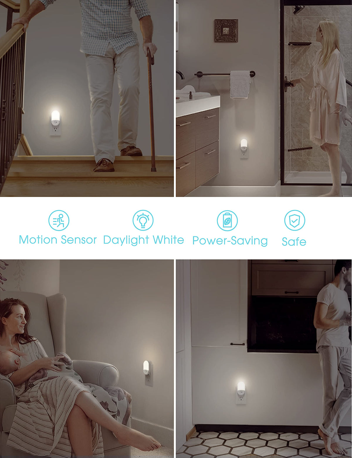 L LOHAS LED four-pack night lights for multi-room coverage.